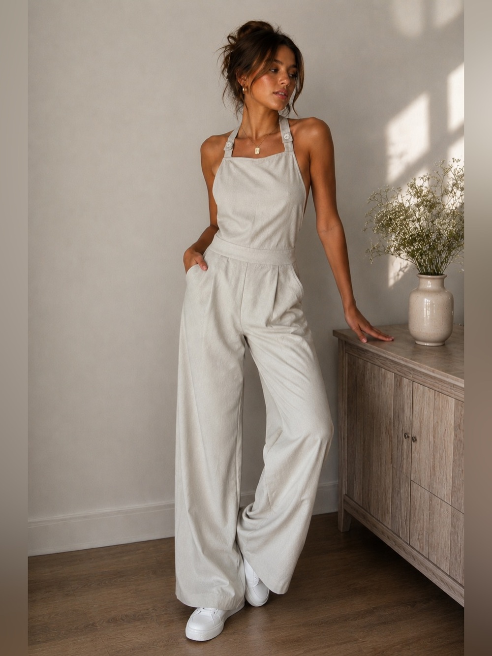 Cream jumper with Adjustable Straps